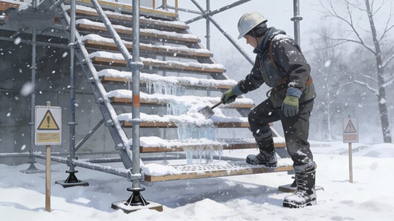 Do Scaffolding installations in cold, snowy regions require additional safety measures?